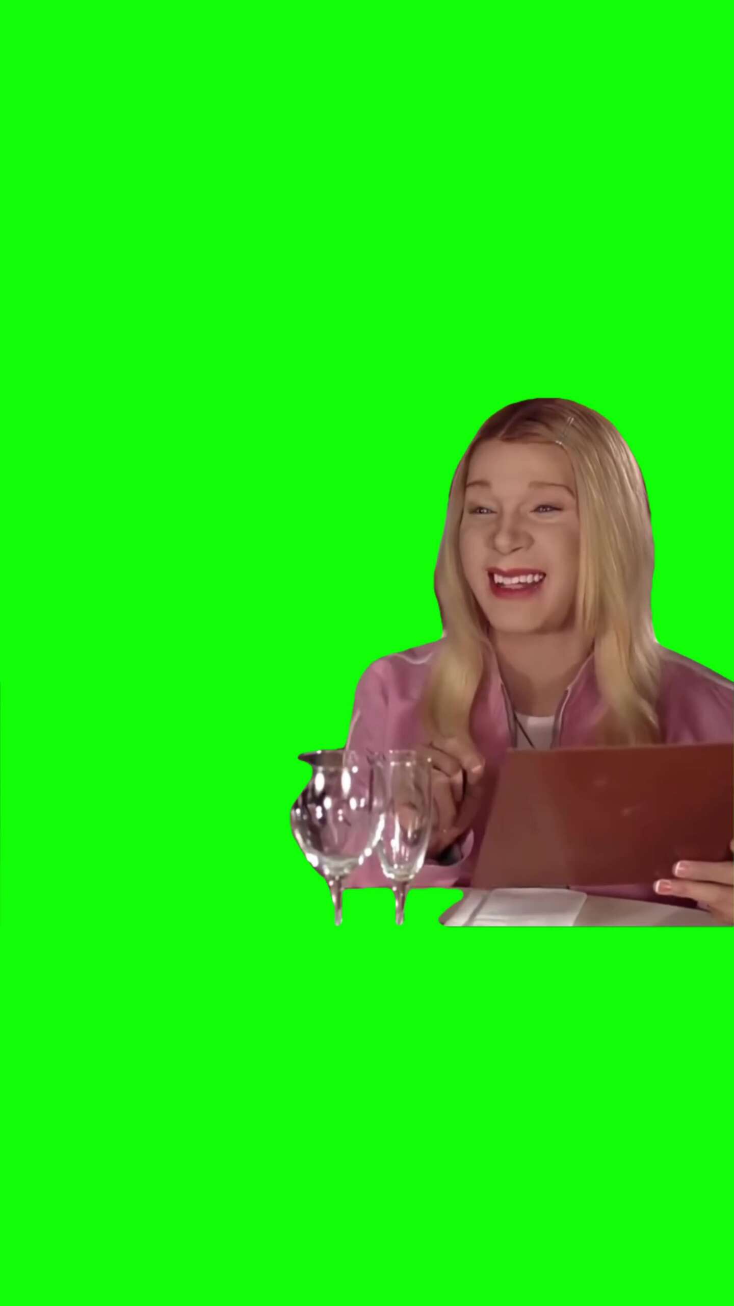 White chicks ordering bunch of food Green Screen Meme