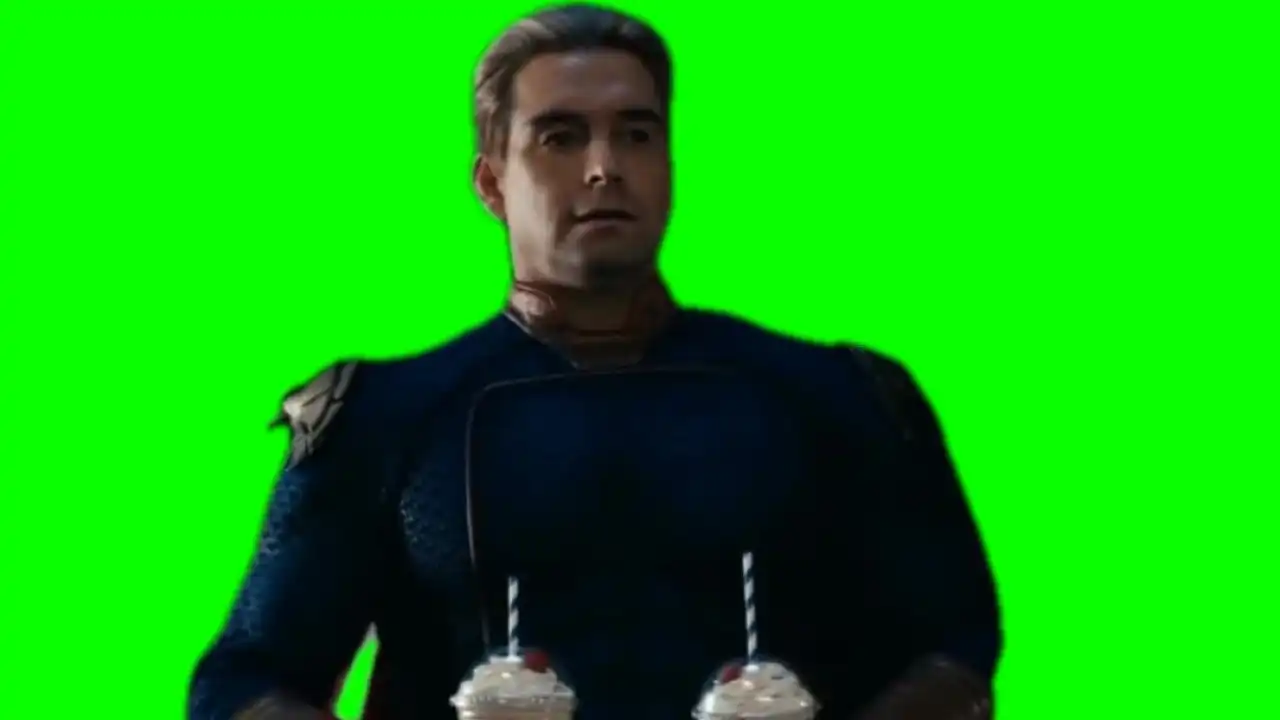 Who wants a creamy delicious milkshake meme green screen