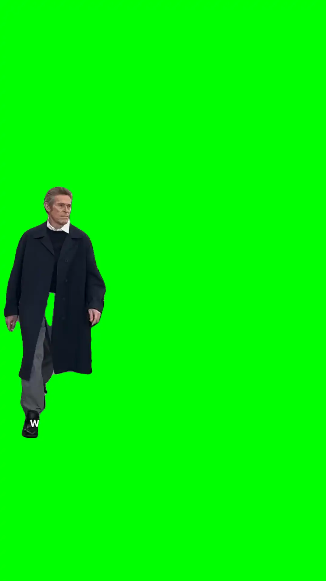 William Dafoe walking green screen