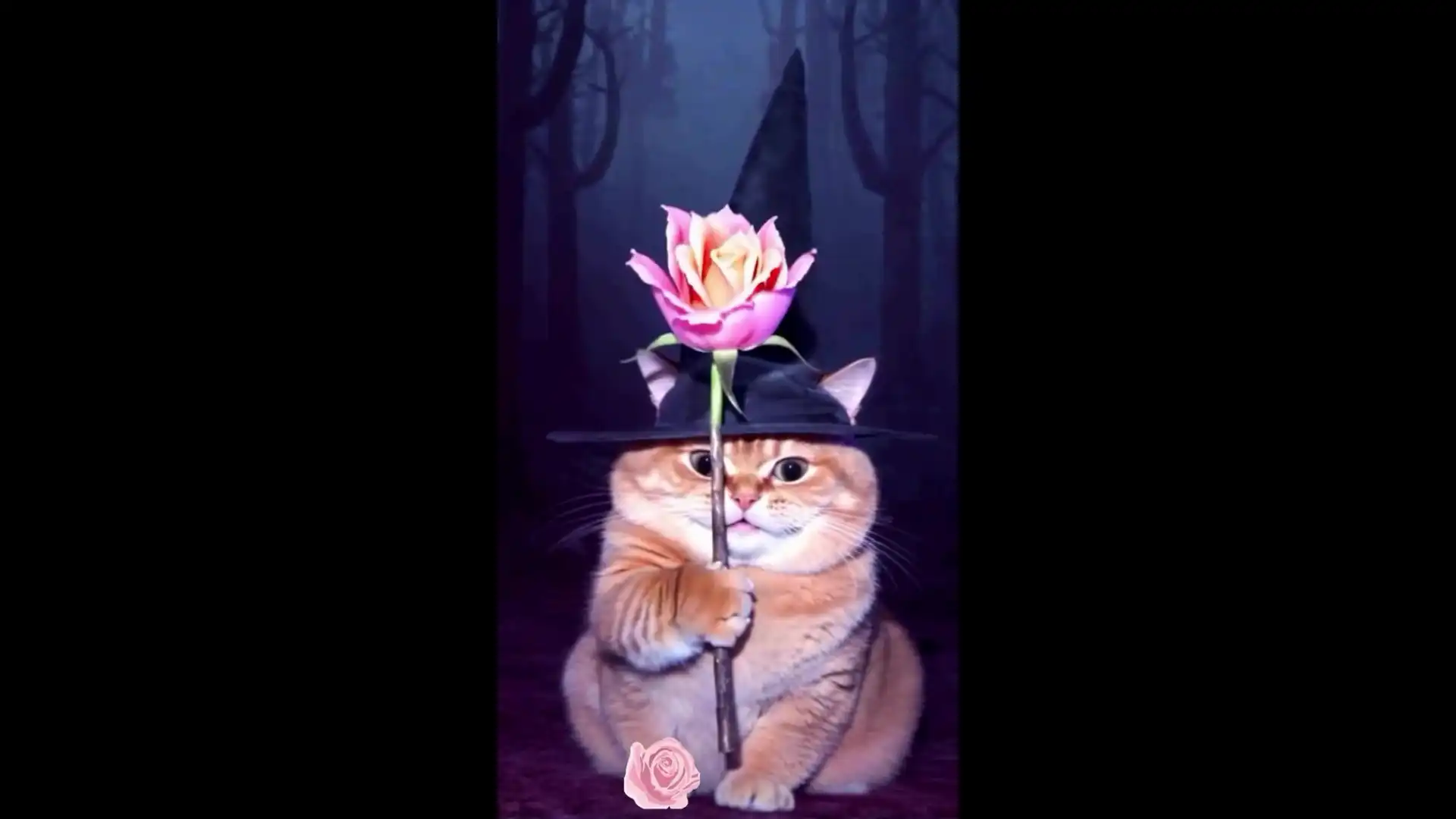Wizard Cat with a Rose