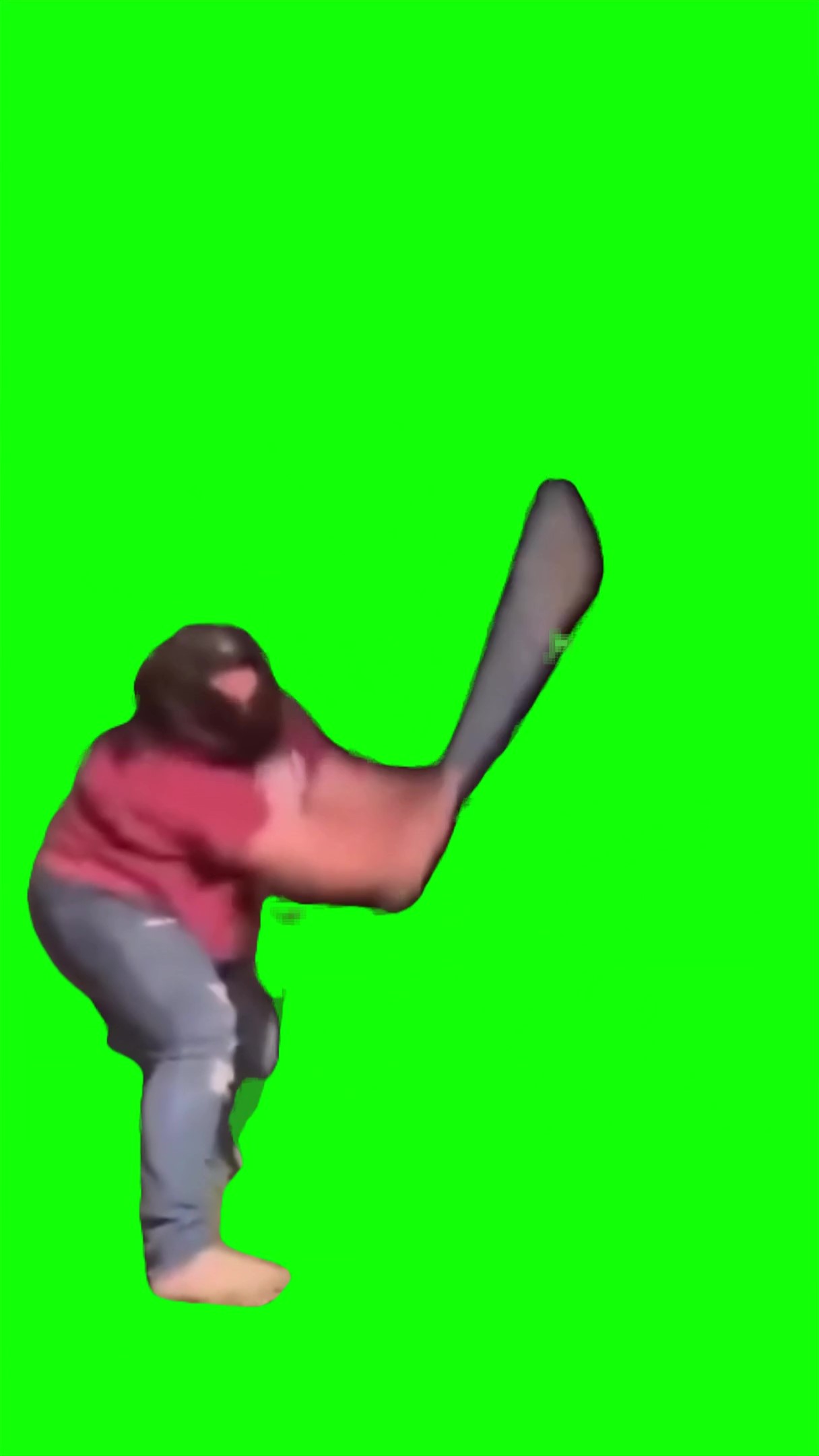 Women in red hitting a bat Meme Green Screen