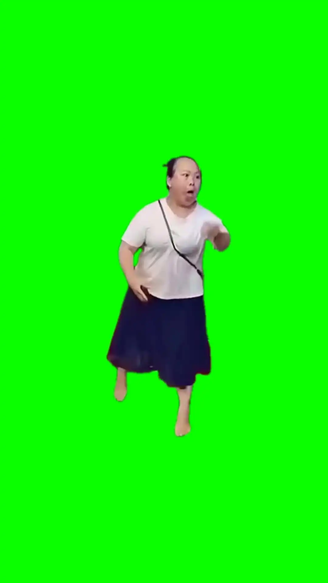 Women mocking green screen