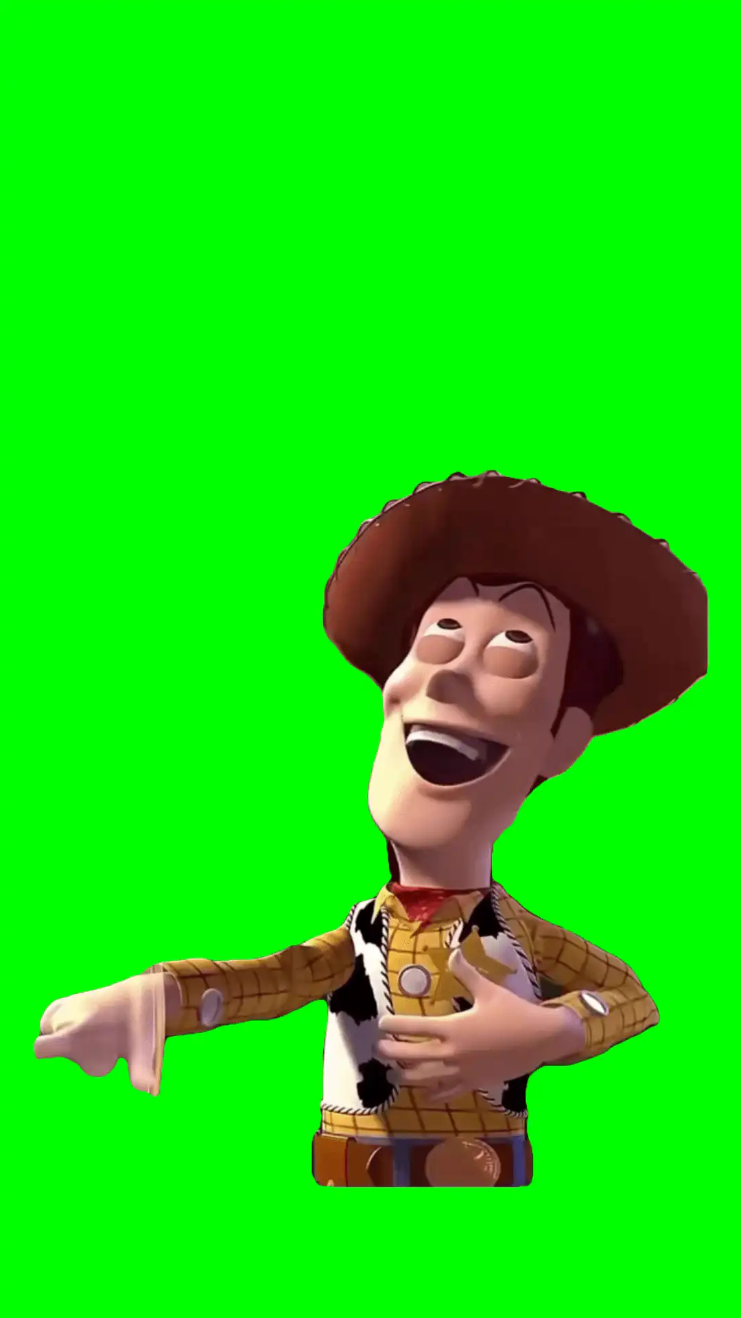 Woody laughing green screen