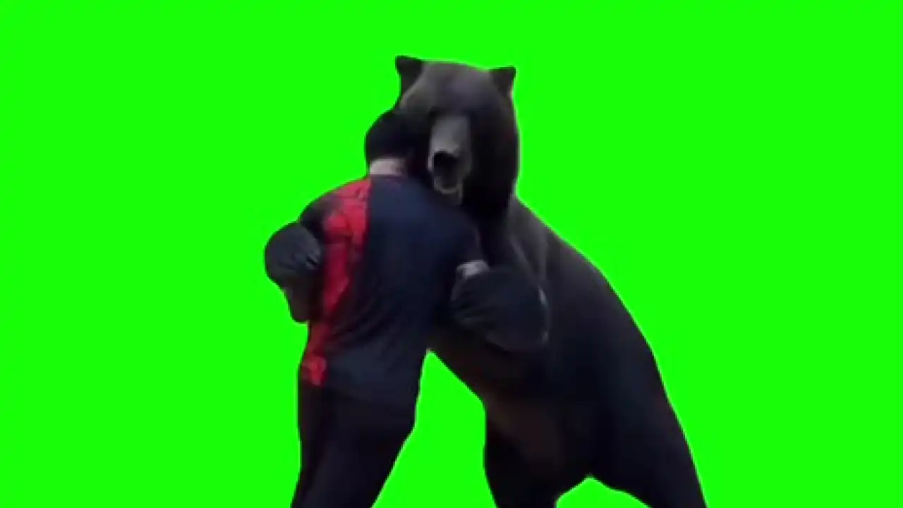 Wrestling a russian bear meme green screen
