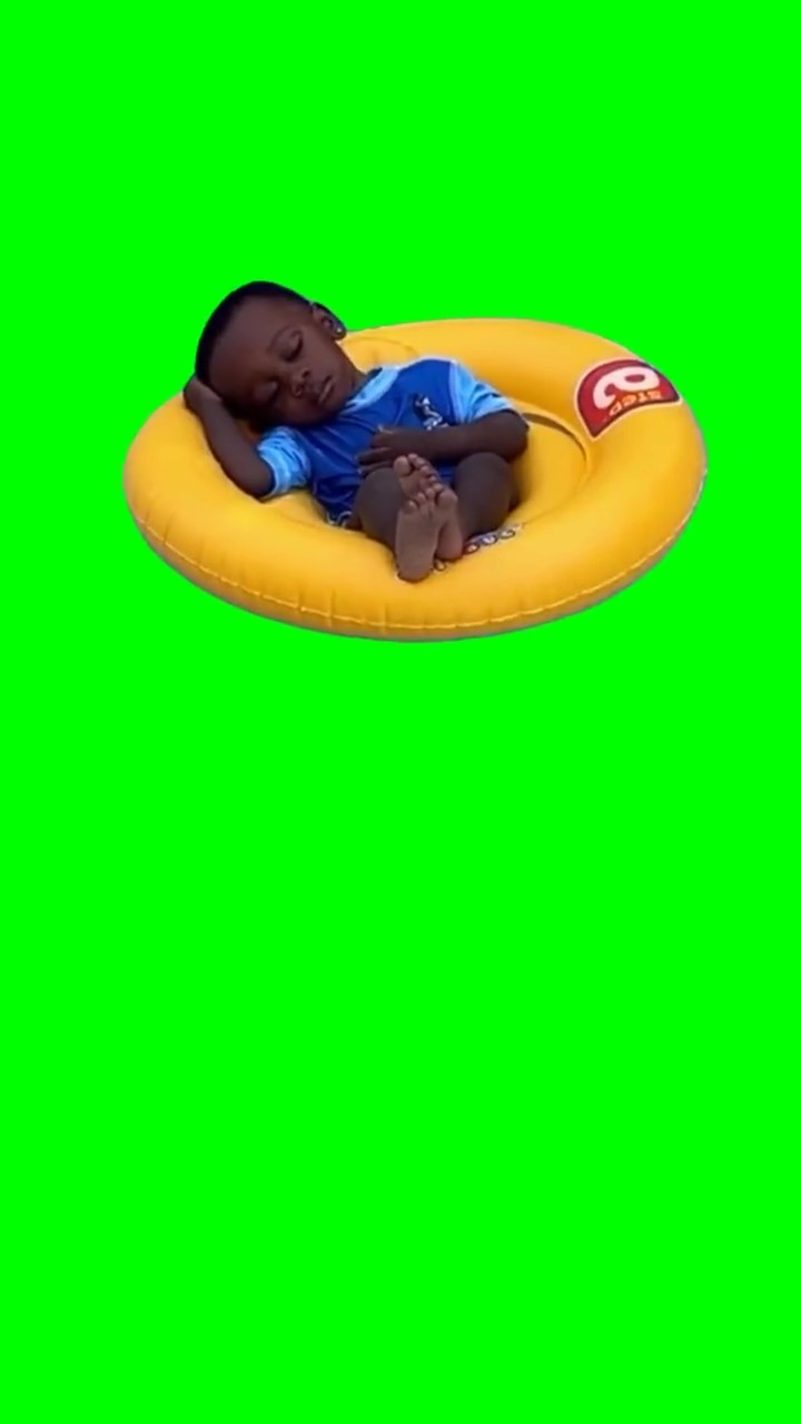 Young fella relaxingchilling on the floaty Meme Green Screen