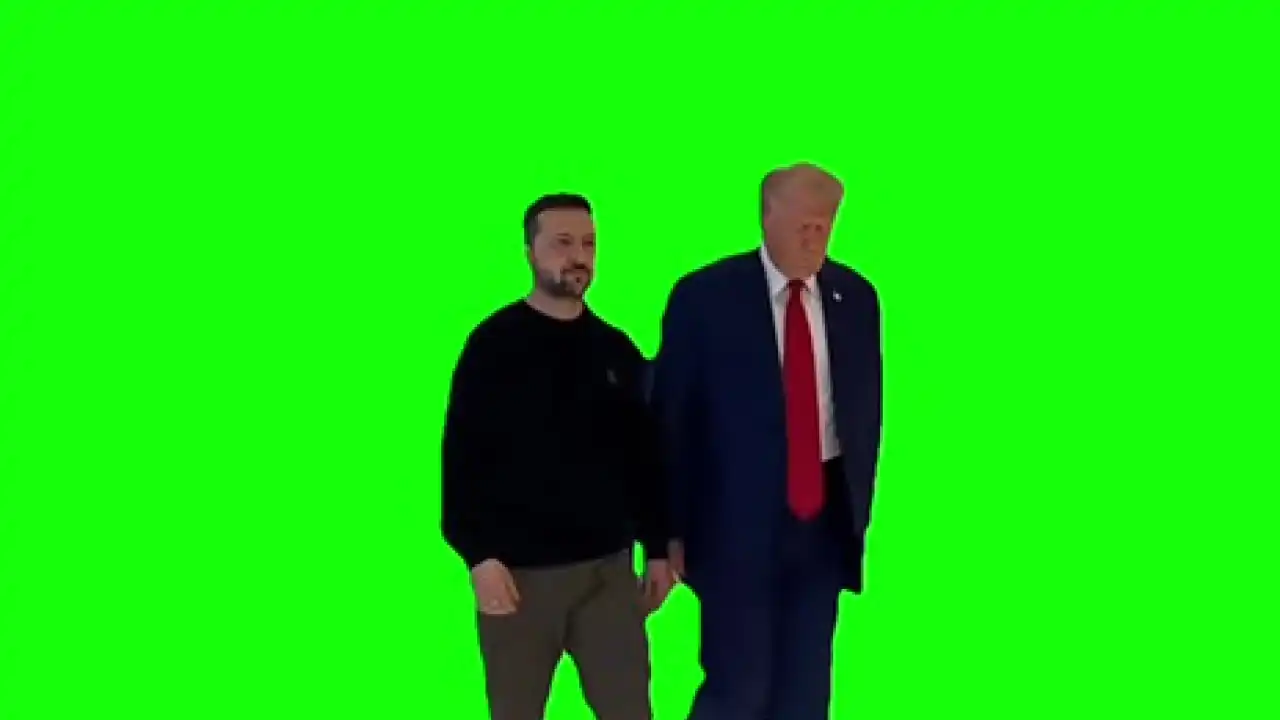 Zelensky & Trump Walk Meme green screen